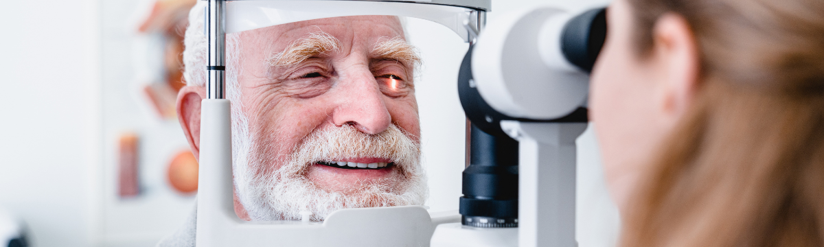 Older Adult male getting an eye exam