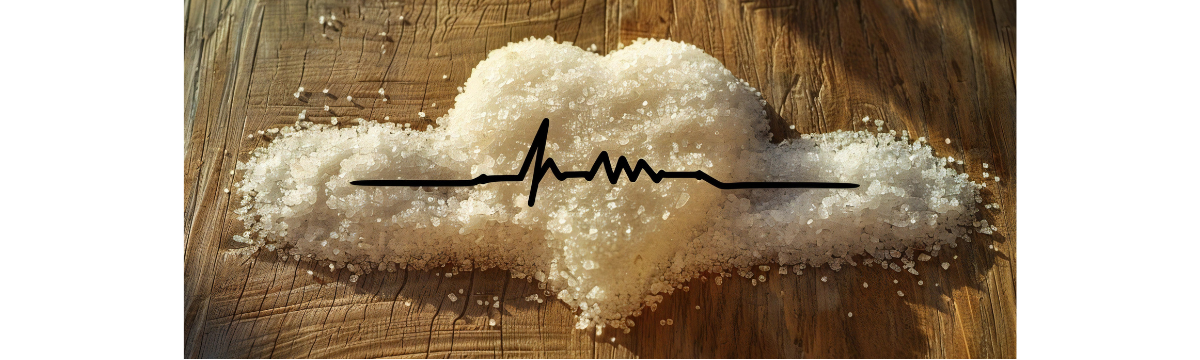spices in the shape of a heart with the image of a heart beat over top
