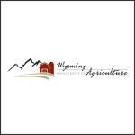 Logo of the Wyoming Department of Agriculture with a red barn, mountains in black, and text in elegant script and serif fonts.