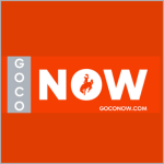 Logo of GoCoNow in bold orange with "GOCO" vertically on the left and a silhouette of a cowboy on horseback in the center of "NOW." Website "goconow.com" appears below.