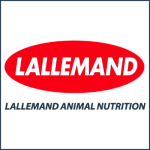 Logo of Lallemand Animal Nutrition with "LALLEMAND" in white on a red oval, and "Lallemand Animal Nutrition" in black text below.
