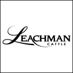 Logo of Leachman Cattle with the brand name in elegant script, designed in black.