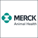 Logo of Merck Animal Health with a turquoise and white symbol to the left of the brand name.