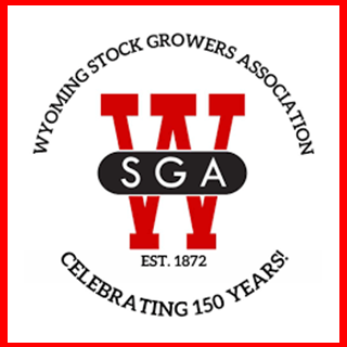Logo of the Wyoming Stock Growers Association with the letters WSGA and the text ‘Celebrating 150 Years.’