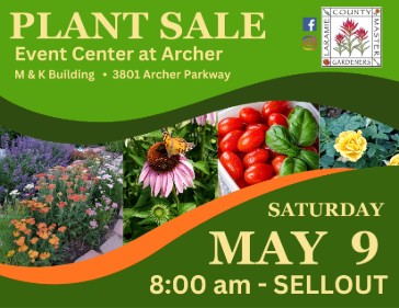 Plant Sale event flyer with date May 9, 8:00 a.m. until sold out, at Archer Event Center in Cheyenne, hosted by Laramie County Master Gardeners