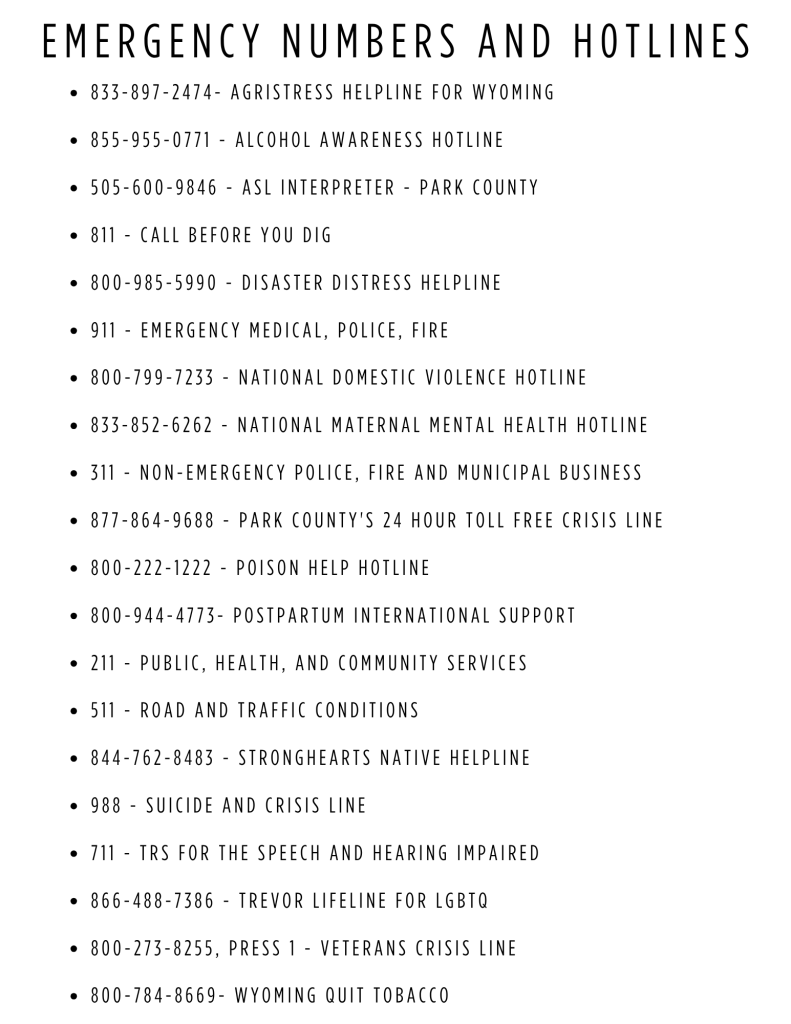 resource guide hotline numbers