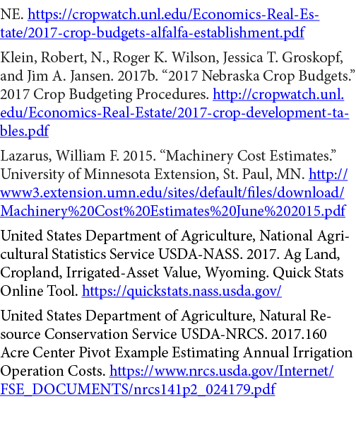NE. https://cropwatch.unl.edu/Economics-Real-Estate/2017-crop-budgets-alfalfa-establishment.pdf Klein, Robert, N., Ro...