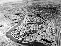 Historic photo of large oil refinery, Casper, Wyoming