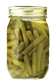 Green beans in glass canning jar