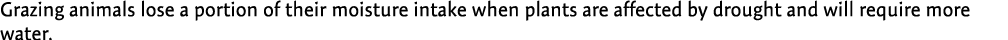 Grazing animals lose a portion of their moisture intake when plants are affected by drought and will require more water.