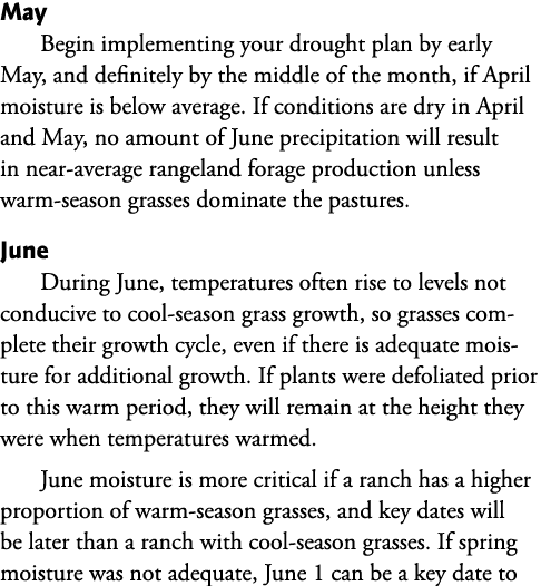 May Begin implementing your drought plan by early May, and definitely by the middle of the month, if April moisture i...