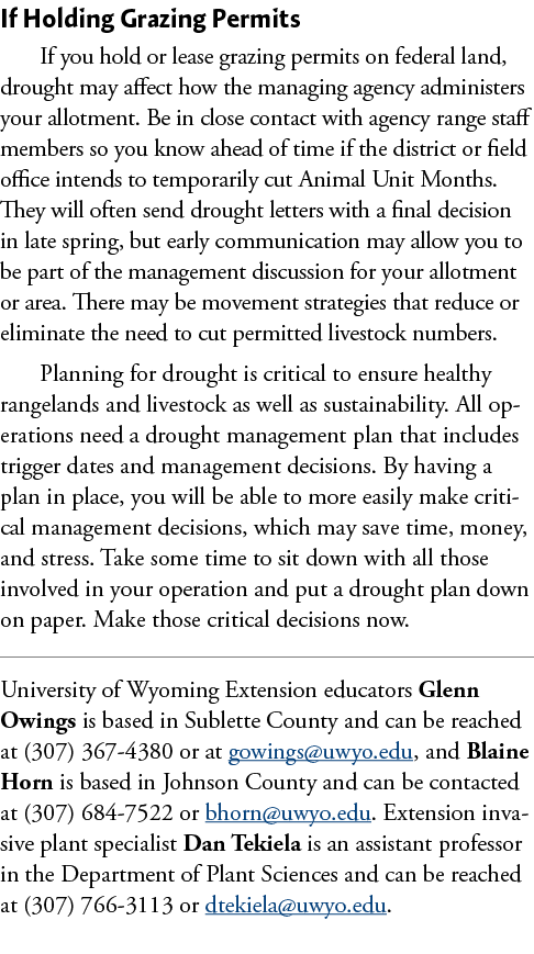 If Holding Grazing Permits If you hold or lease grazing permits on federal land, drought may affect how the managing ...
