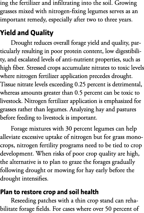 ing the fertilizer and infiltrating into the soil. Growing grasses mixed with nitrogen-fixing legumes serves as an im...