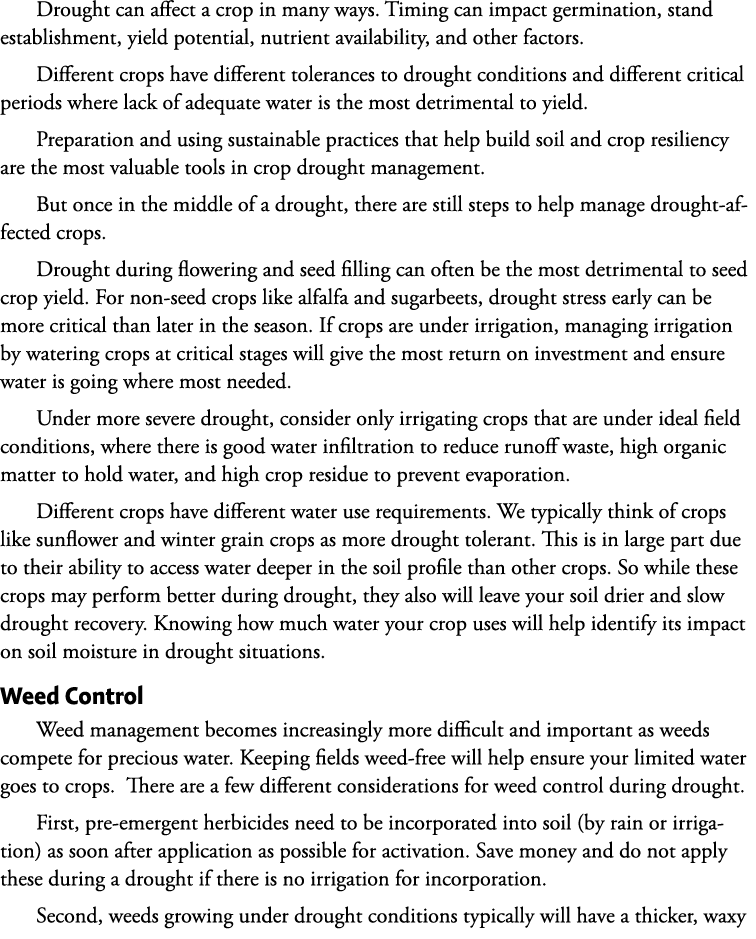 Drought can affect a crop in many ways. Timing can impact germination, stand establishment, yield potential, nutrient...