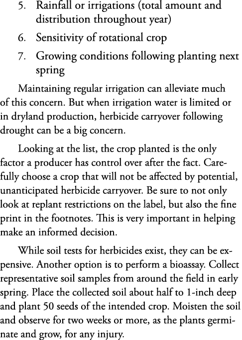 5. Rainfall or irrigations (total amount and distribution throughout year) 6. Sensitivity of rotational crop 7. Growi...