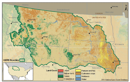 Map showing the Upper Missouri River Basin 
