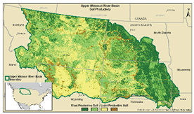 Map showing Upper Missouri River Basin 