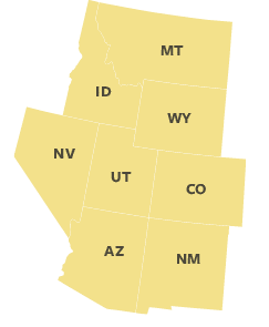Map of the Intermountain West states