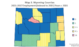 Wyoming counties 2001-17 employment (indexed to 2001) years   2001