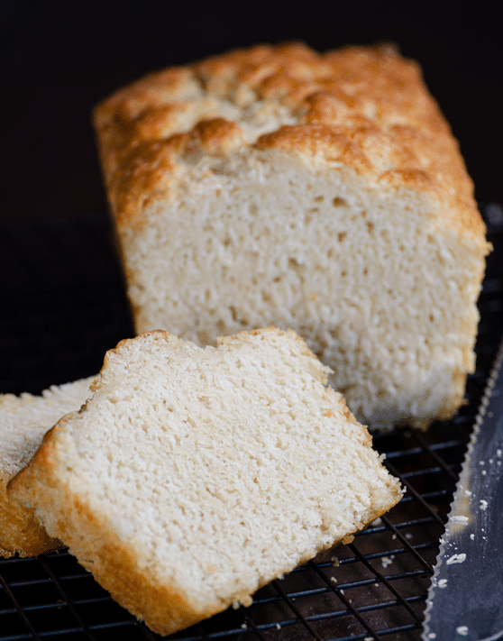 Sliced buttery beer bread. 