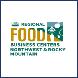 USDA Regional Food Business Centers - Northwest & Rocky Mountain Logo: The USDA Regional Food Business Centers logo featuring "FOOD" in large gold letters with illustrations of vegetables, indicating the Northwest & Rocky Mountain region.