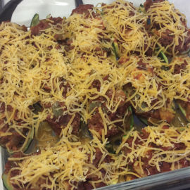 stuffed zucchini in baking dish