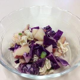 salad serving in clear glass bowl