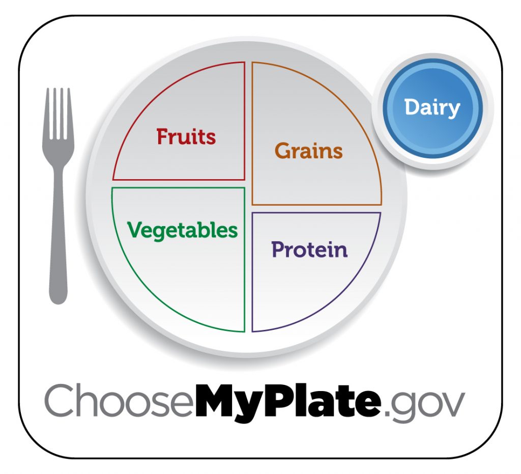 MyPlate with dairy circle colored blue