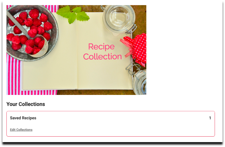 screenshot of saved recipe collections