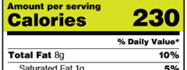 nutrition label with calories highlighted