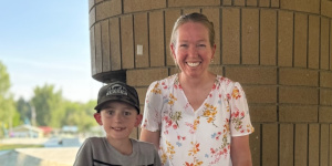 Woman and child at the Lovell Farmers Market