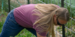 Woman working in garden