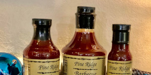 Bottles of Pine Ridge bbq sauces