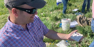 Man doing soil test