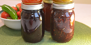 Jars of homemade canned goods