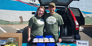 Vendors at a farmers market