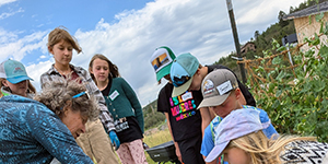 Children working in a garden