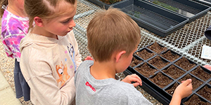 Kids planting seeds
