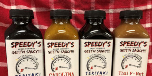 Bottles of Speedy's Sauce