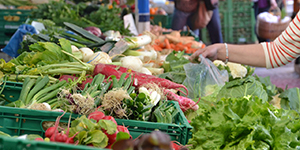 Hand selecting fresh produce