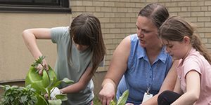 Children planting plants