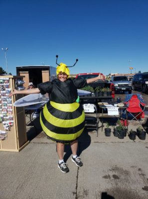 Lady in bee costume