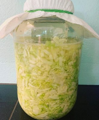Jar of homemade sauerkraut
