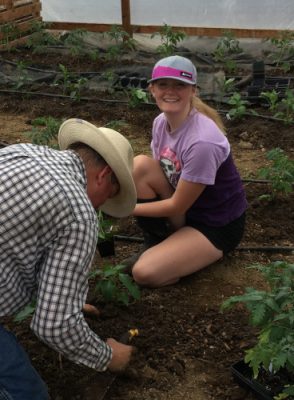 Two people working in a garden
