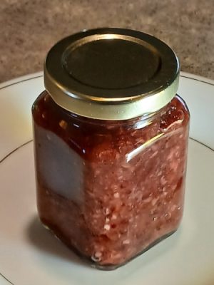 Jar of cranberry chutney