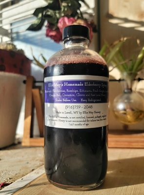 Bottle of elderberry syrup