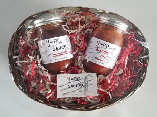 Basket of bbq sauces