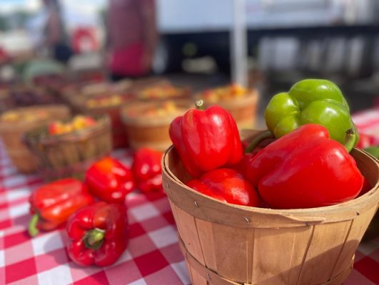 Fresh produce in baskets