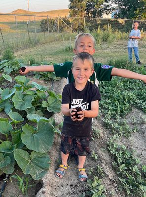 Kids playing in a garden