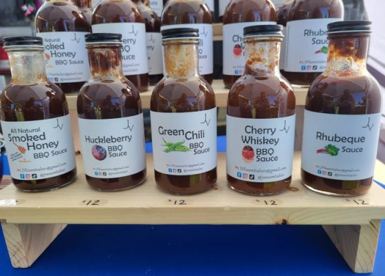 Bottles of JVEssentials sauces